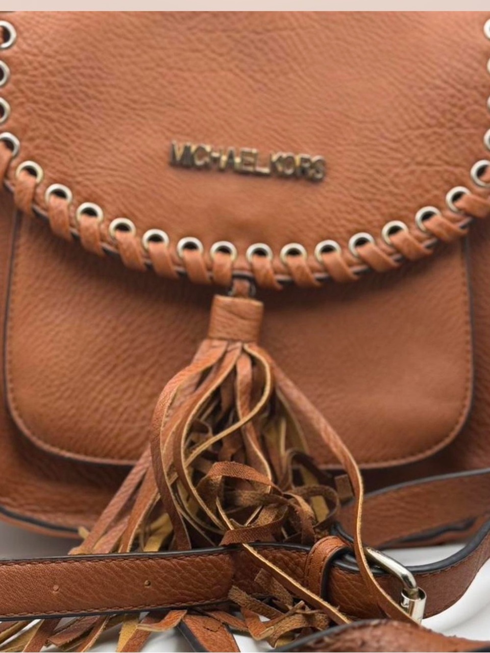 Michael Kors Tan Leather Tassel Crossbody Bag